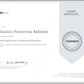 Online non-credit course by Arizona State University "Teach English Now! Foundational Principles"