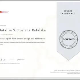 Online non-credit course by Arizona State University "Teach English Now! Lesson Design and Assessment"