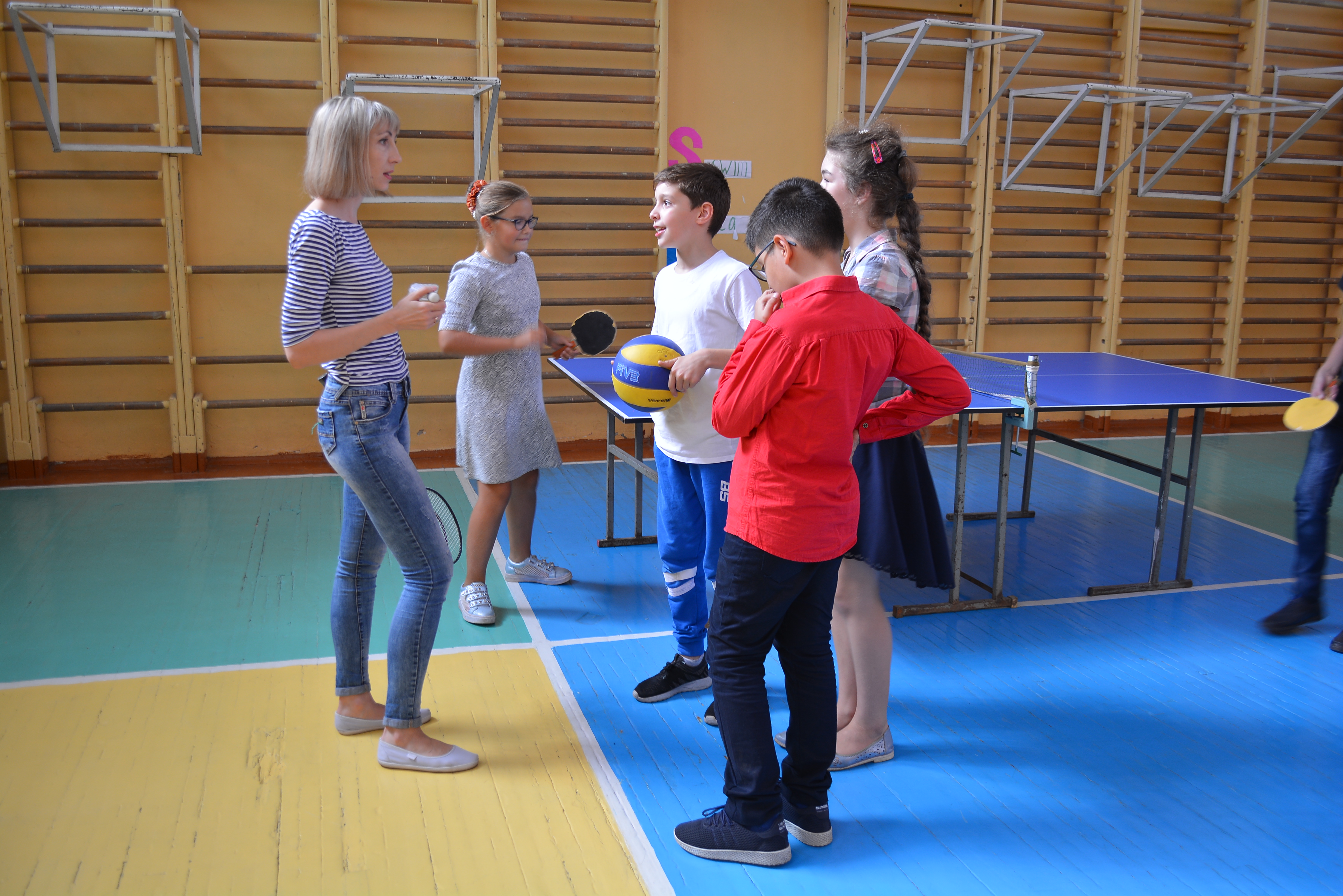 English lesson in the gym